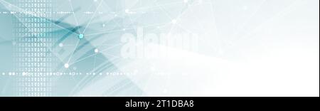 Abstract blue white futuristic tech web header banner design with HUD gear and shiny polygons. Vector background Stock Vector