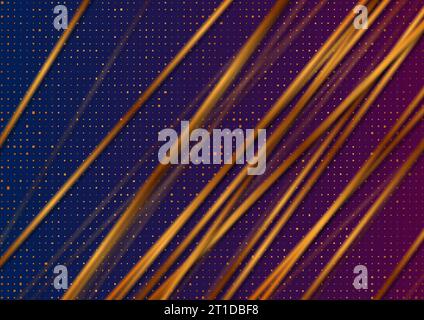 Abstract blue purple luxury geometric background with golden lines. Vector design Stock Vector