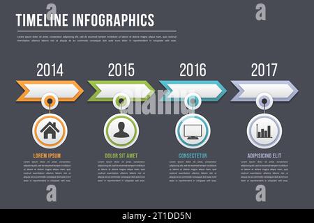 Timeline infographics template with arrows, workflow or process diagram ...