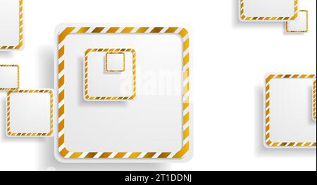 Grey and golden paper squares abstract hi-tech background. Vector geometric design Stock Vector
