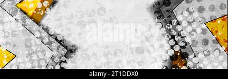 Grunge abstract tech backgroud with 3d geometric shapes. Vector web banner design Stock Vector