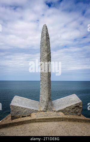 Pointe du Hoc Ranger Monument overlooking Omaha Beach, Normandy, France Stock Photo