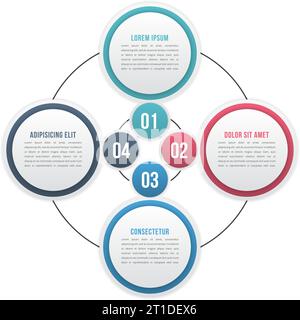 Circle diagram with four elements or steps, cycle process diagram, workflow, infographic template, vector eps10 illustration Stock Vector