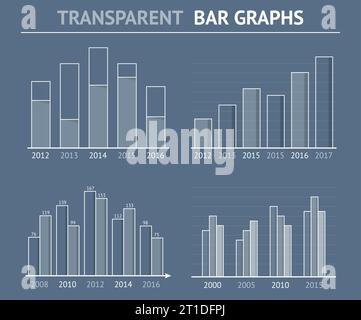 Transparent bar graphs for statistics or data visualization, can be used in reports or presentations, vector eps10 illustration Stock Vector