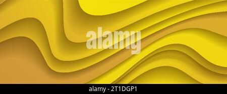 Orange paper waves abstract banner design. Elegant wavy vector background Stock Vector