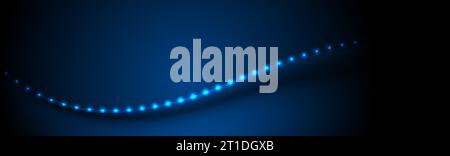 Dark blue sparkling neon glowing wave abstract banner design. Vector background Stock Vector