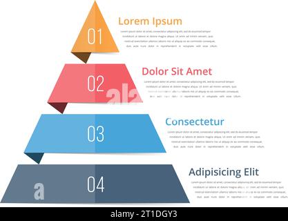 Pyramid chart template, pyramid infographics, four steps infographics, vector eps10 illustration Stock Vector