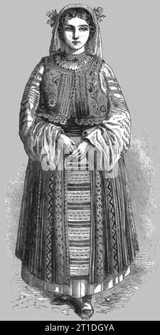 'Wallachian Peasant-Girl; A Visit to the Danubian Principalities', 1875. From 'Illustrated Travels' by H.W. Bates. [Cassell, Petter, and Galpin, c1880, London] and Galpin. Stock Photo