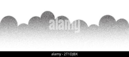 Noise gradient mountain background. Grainy stipple landscape. Abstract grunge clouds and trees. Halftone vector illustration. Stock Vector