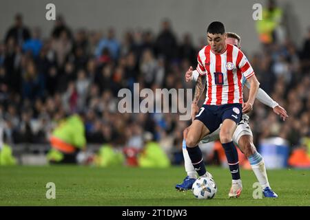 BUENOS AIRES, ARGENTINA - OCTOBER 12: Newcastle United player Miguel Almiron of Paraguay during the FIFA World Cup 2026 Qualifier match between Argent Stock Photo