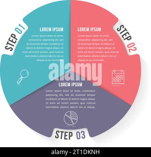 Circle infographic template with three elements, steps or options, workflow or process diagram, vector eps10 illustration Stock Vector