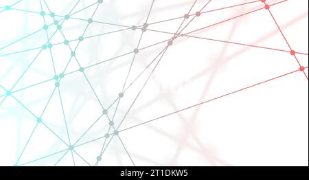 Technology bright low poly connection abstract background. Blue and red blurred futuristic vector design Stock Vector