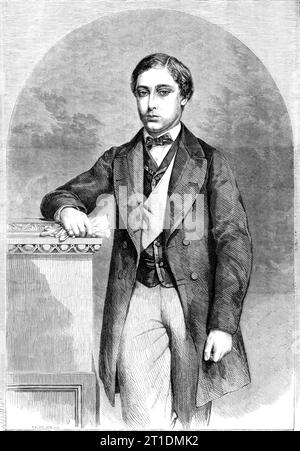 His Royal Highness the Prince of Wales - from a photograph by John Watkins, 1860. The future King Edward VII visited Canada and the USA. Letter from the US President to the Prince's mother: 'Washington, June 4, 1860. To her Majesty Queen Victoria, I have learned from the public journals that the Prince of Wales is about to visit your Majesty's North American dominions [ie Canada]. Should it be the intention of his Royal Highness to extend his visit to the United States I need not say how happy I should be to give him a cordial welcome to Washington. You may be well assured that everywhere in t Stock Photo