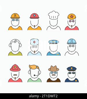 Various people profession, professional human occupation. Vector icons collection concept. Stock Vector