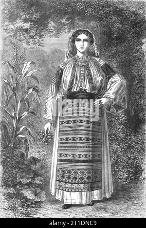 'Wallachian Peasant-Women; A Visit to the Danubian Principalities', 1875. From 'Illustrated Travels' by H.W. Bates. [Cassell, Petter, and Galpin, c1880, London] and Galpin. Stock Photo