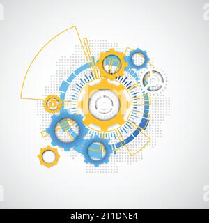 Abstract technology gears background.  Futuristic style. Vector illustration Stock Vector