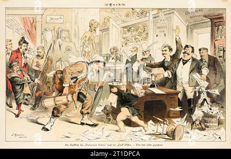 Cartoon from Puck, between 1880 and 1889. Stock Photo