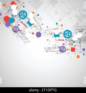 Abstract technology background with various technological elements ...