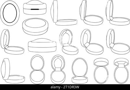 Collection of different ring boxes isolated on white Stock Vector