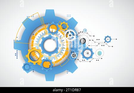 Abstract technology gears background.  Futuristic style. Vector illustration Stock Vector
