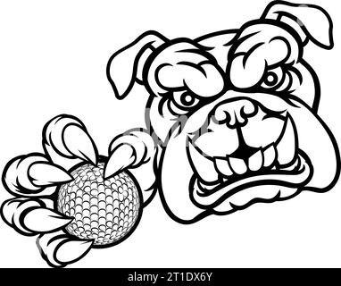 Bulldog Dog Animal Golf Ball Sports Mascot Stock Vector