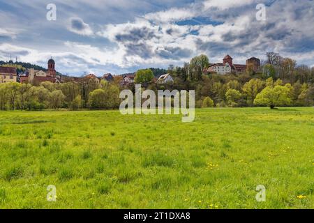 View of Rieneck in Sinntal, Main-Spessart district, Lower Franconia, Franconia, Bavaria, Germany Stock Photo