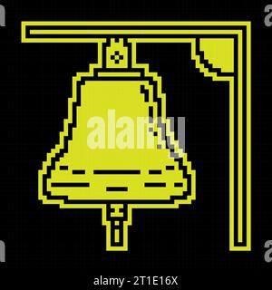 Ship bell on mount. Ringing bell on boat. Simple black and yellow vector Stock Vector