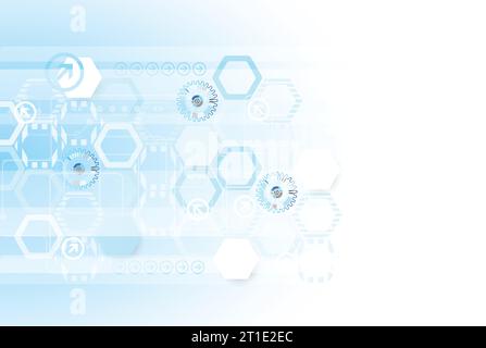 Blue colored hexagon technology background. Vector Stock Vector
