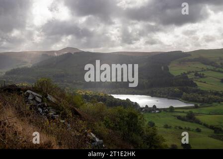 Ridgegate reservoir near Langley in the hills of Cheshire, England. As seen from Teggs Nose country park. Stock Photo