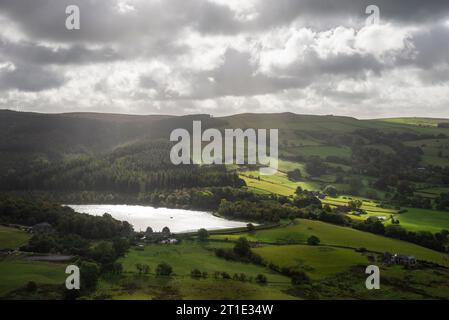 Ridgegate reservoir near Langley in the hills of Cheshire, England. As seen from Teggs Nose country park. Stock Photo