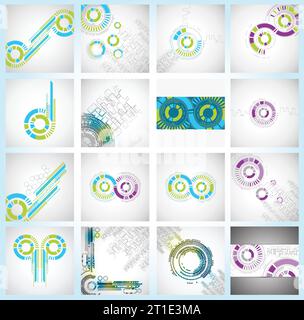 Set of abstract techbology backgrounds. Vector Stock Vector