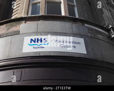 DUNDEE, UK - SEPTEMBER 12, 2023: NHS Tayside vaccination centre sign Stock Photo