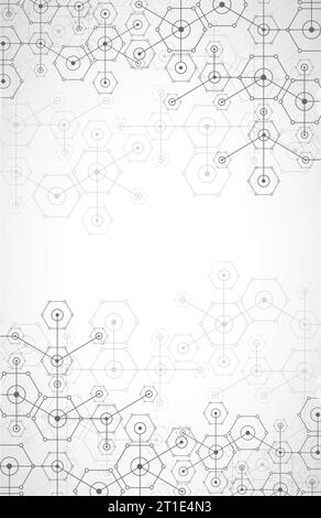 Abstract white bright technology hexagonal background. Connection ...