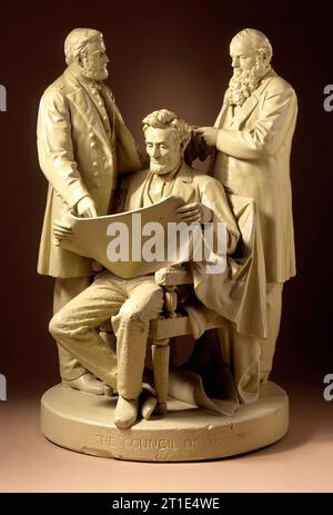 The Council of War (Abraham Lincoln, Gideon Welles, Ulysses S. Grant), 1868. Stock Photo