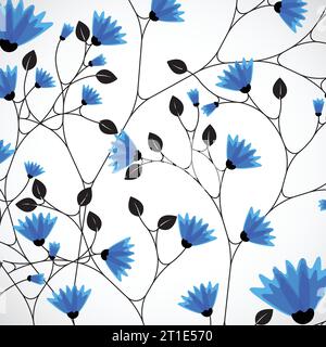 Abstract nature background tree with blue flowers. Vector Stock Vector ...