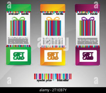 Set of color gift cards. Vector illustration Stock Vector