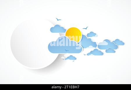 Sky with clouds banner. Vector Stock Vector