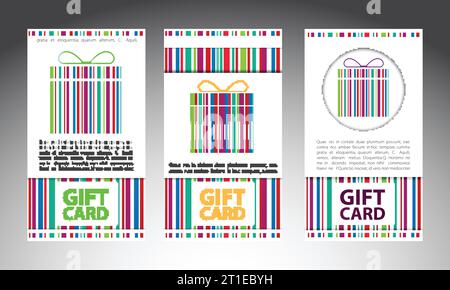 Set of color gift cards. Vector illustration Stock Vector