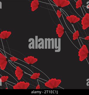 Abstract nature background. Red poppy flowers. Vector Stock Vector