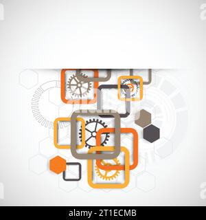 Abstract technology square background with cogwheels. Vector Stock ...