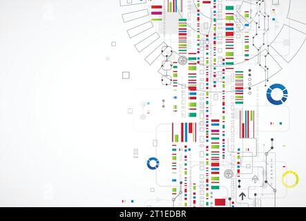 Abstract technology background with various technological elements ...