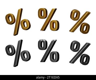 Set of vector 3D realistic percent symbol. Metallic discount sign for advertising and promotion. Elements for design of sales and discounts. 3D Vector Stock Vector