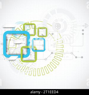 Abstract technology square background with cogwheels. Vector Stock ...