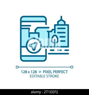 2D thin linear blue map navigation icon Stock Vector