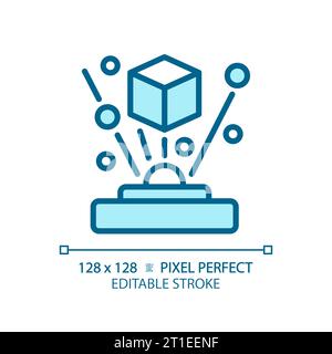 2D thin linear blue projection icon Stock Vector