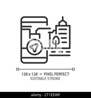2D thin linear black map navigation icon Stock Vector
