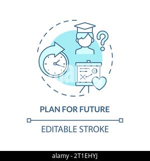 2D customizable thin line blue icon plan for future concept Stock Vector