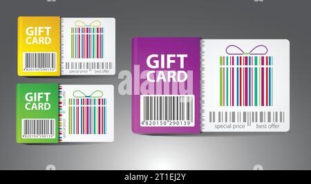 Set of color gift cards. Vector illustration Stock Vector
