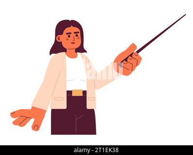 Middle eastern female teacher holding stick 2D cartoon character Stock Vector