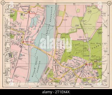 NE LONDON. Brimsdown Chingford Sewardstonebury Epping Forest 1953 old map Stock Photo